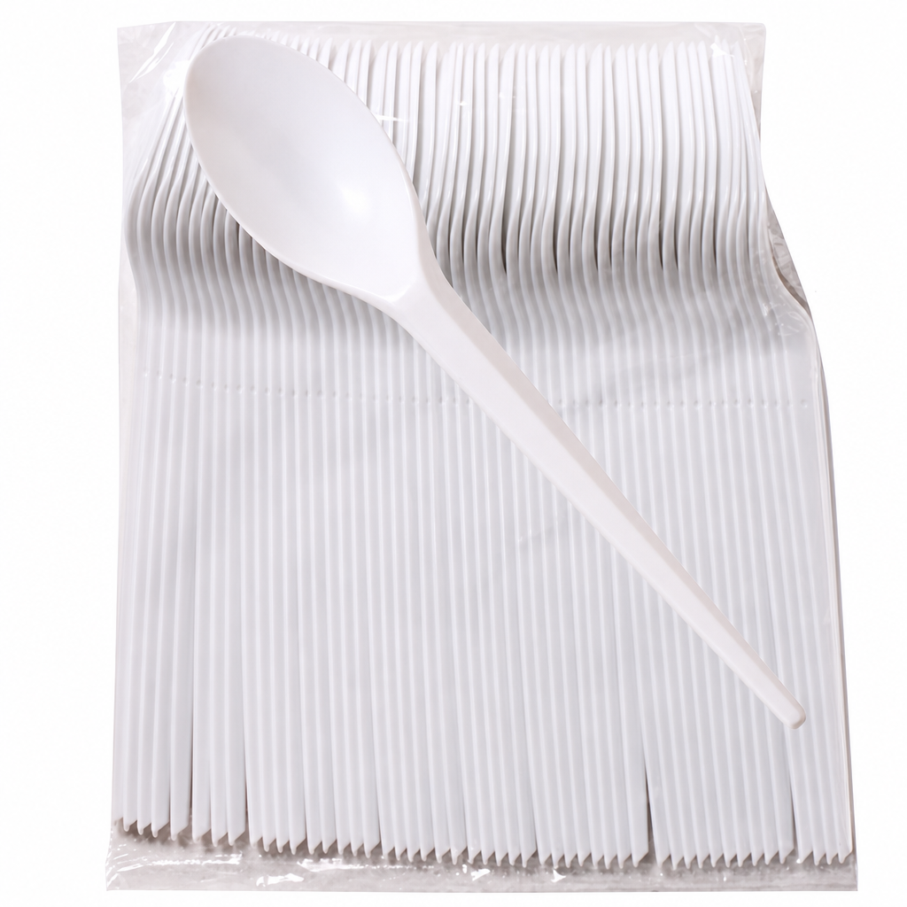 PP SPOON WHITE 6.5 50 PCS