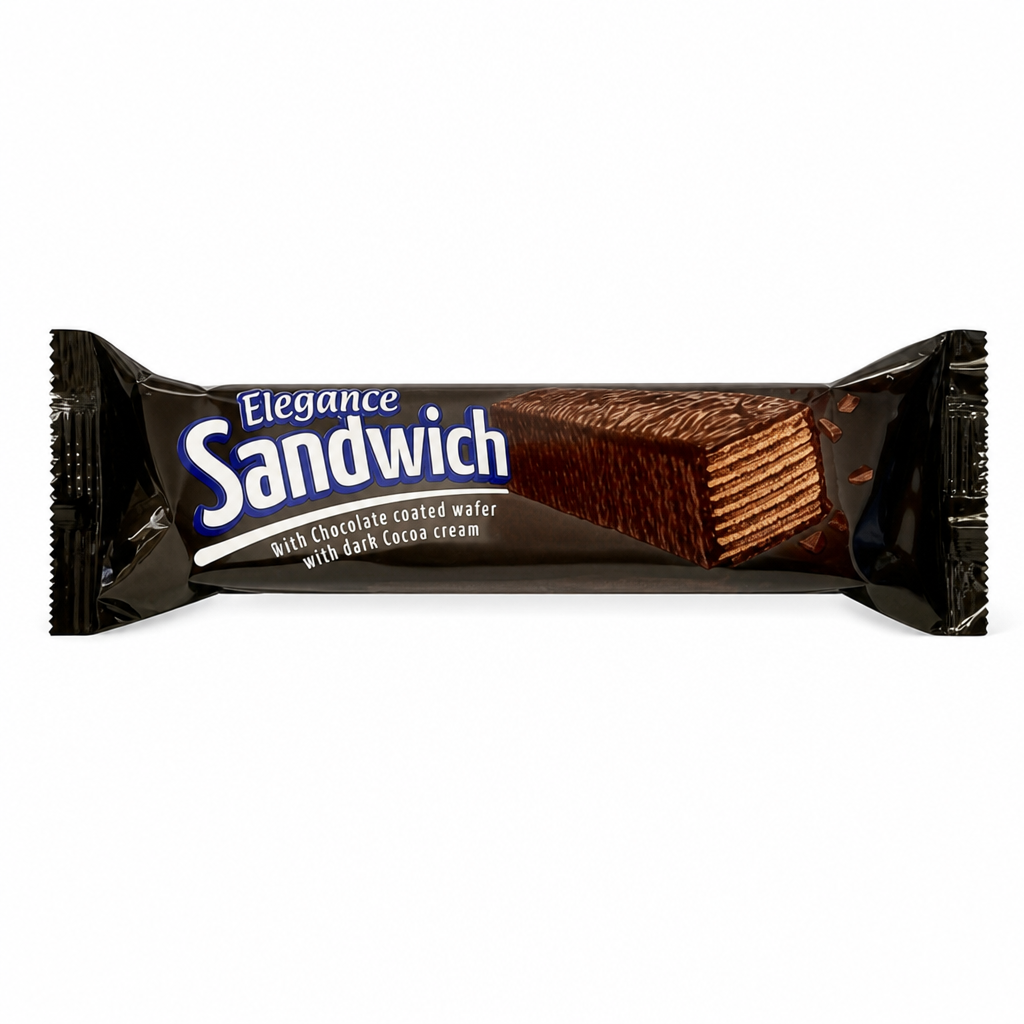 ELEGANCE SANDWICH CHOCO COAT W DARK COCOA CREAM 50 GM