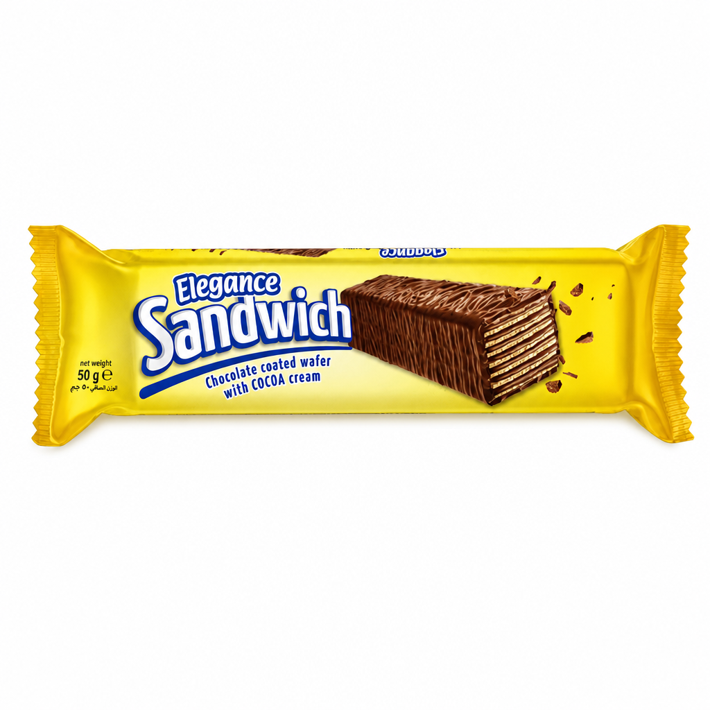 ELEGANCE SANDWICH CHOCO COATED W/ COCOA CREAM 50 GM L/S
