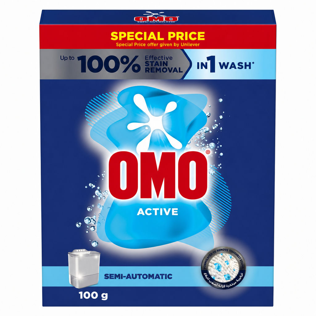 OMO ACTIVE SEMI AUTOMATIC 100 GM 8+4 FREE