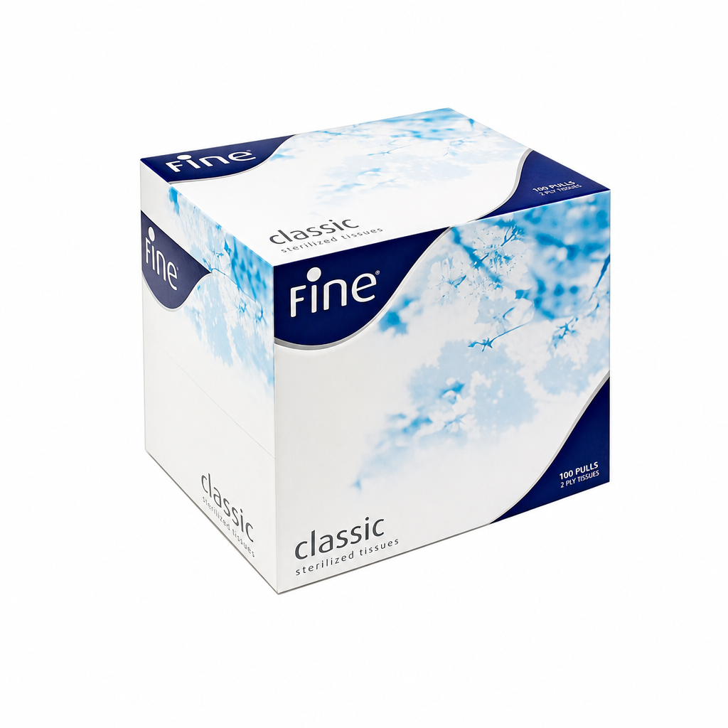 FINE CALSSIC WHITE STERILIZED TISSUES 100 PULLS 2 PLY