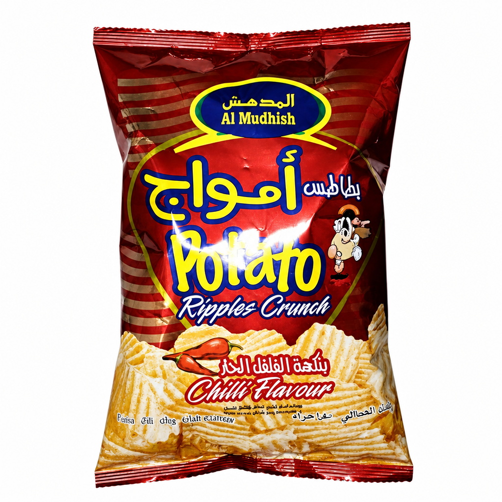 AL MUDHISH POTATO RIPPLE RUNCH CHILLI 150 GM