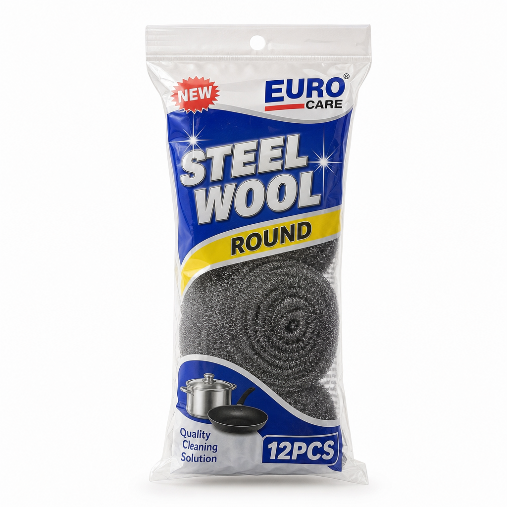 EURO CARE STEEL WOOL ROUND 12PCS