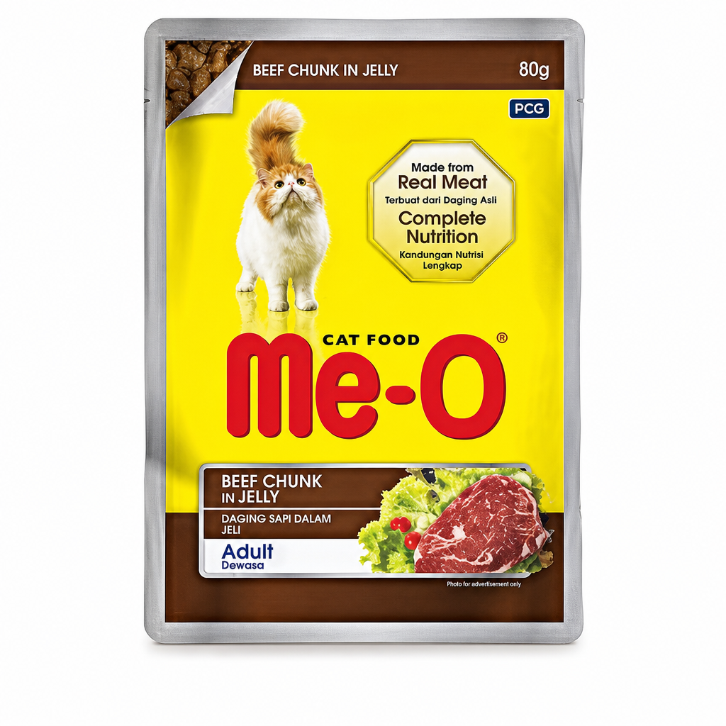 ME-O POUCH CAT FOOD - BEEF CHUNK IN JELLY 80GM