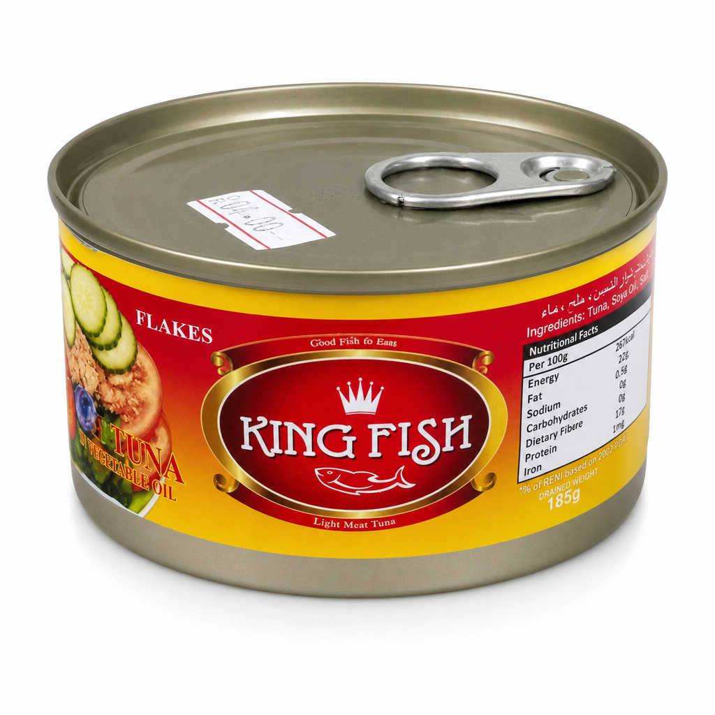 KING FISH LIGHT MEAT TUNA IN S/F OIL 185GM